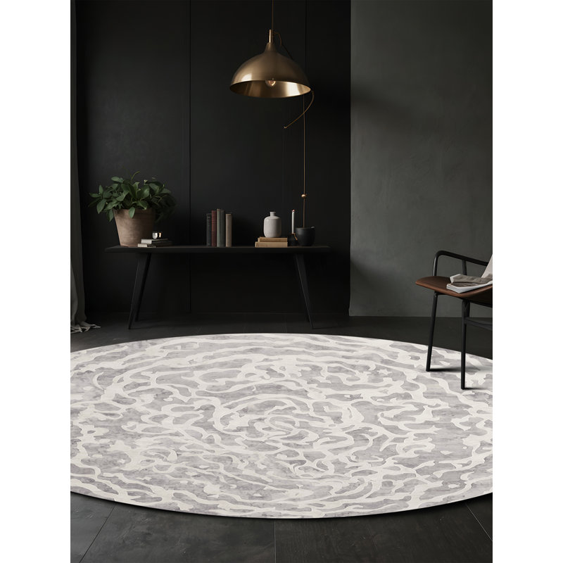 Silky Soft Plush Gray Area Rug, Round 5'