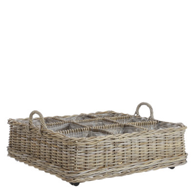 Woodworth Rattan Square Flatware Caddy