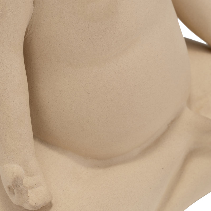 Vase Stoneware Ceramic Boho Meditative Figure Design 8 Inch Ivory Home Decor For Living Room Office Bedroom Tabletop Buddha-Style Yoga Inspired Sculptural Accent Piece.