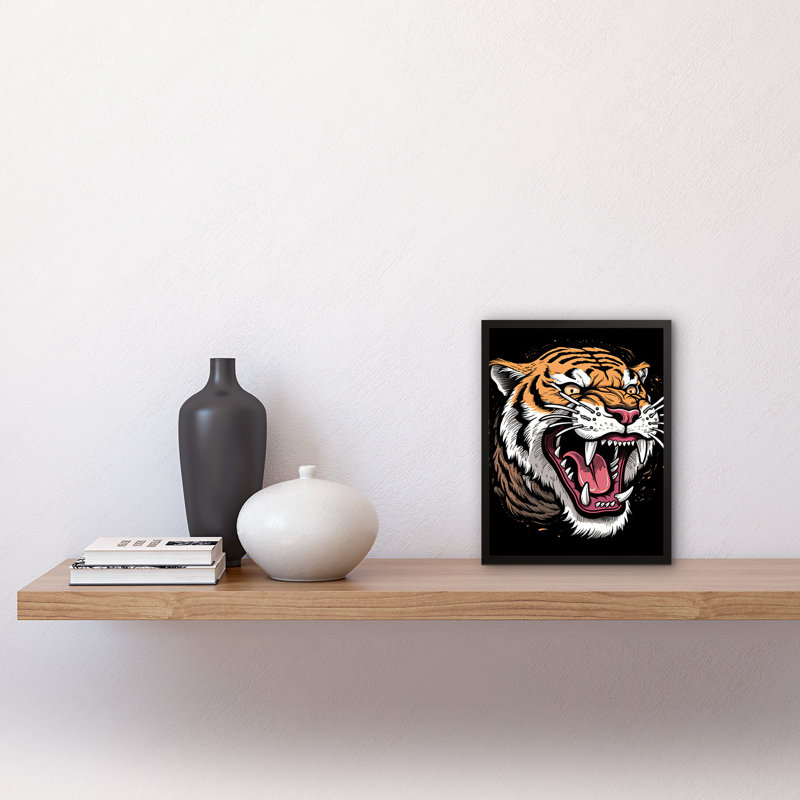 Pietras Ferocious Tiger Old School USA Tattoo Ink Body Art Rockabilly - Single Picture Frame Print