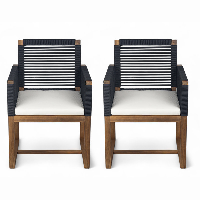 Ensemble de 2 chaises de salle à manger d'extérieur, Noir