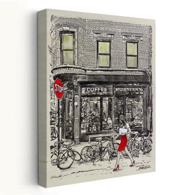 Illustration de paysage contemporain Coffee Place croquis urbain