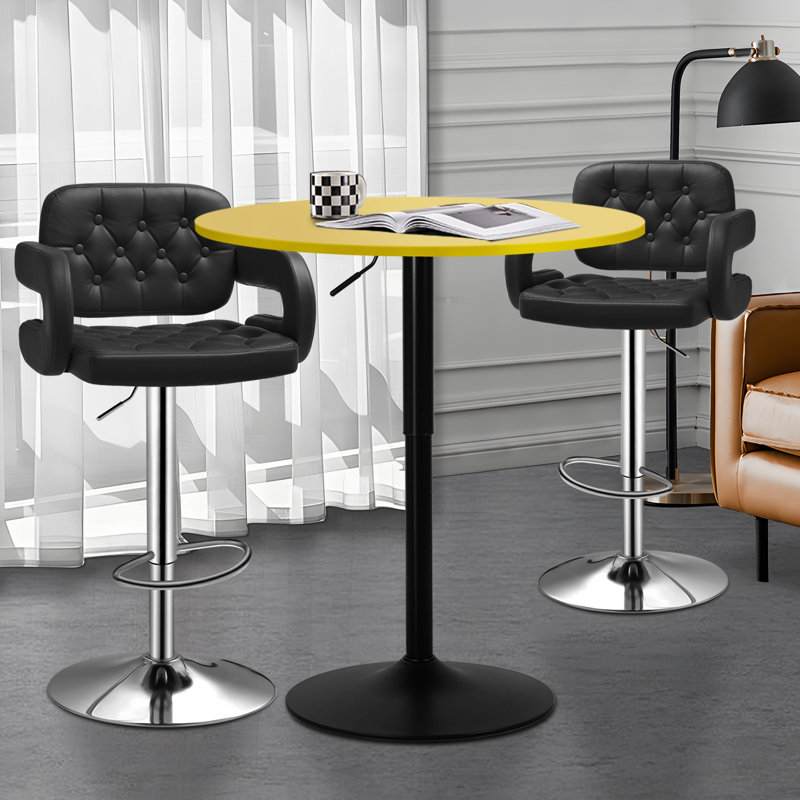 Ensemble de tabourets de bar 3 pièces Ferdinando, Noir, Jaune