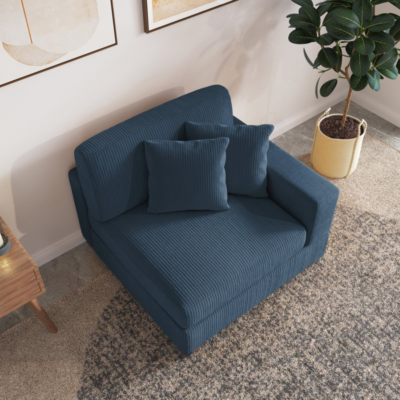 Fauteuil en velours côtelé Milbrey, Navy, Velours côtelé