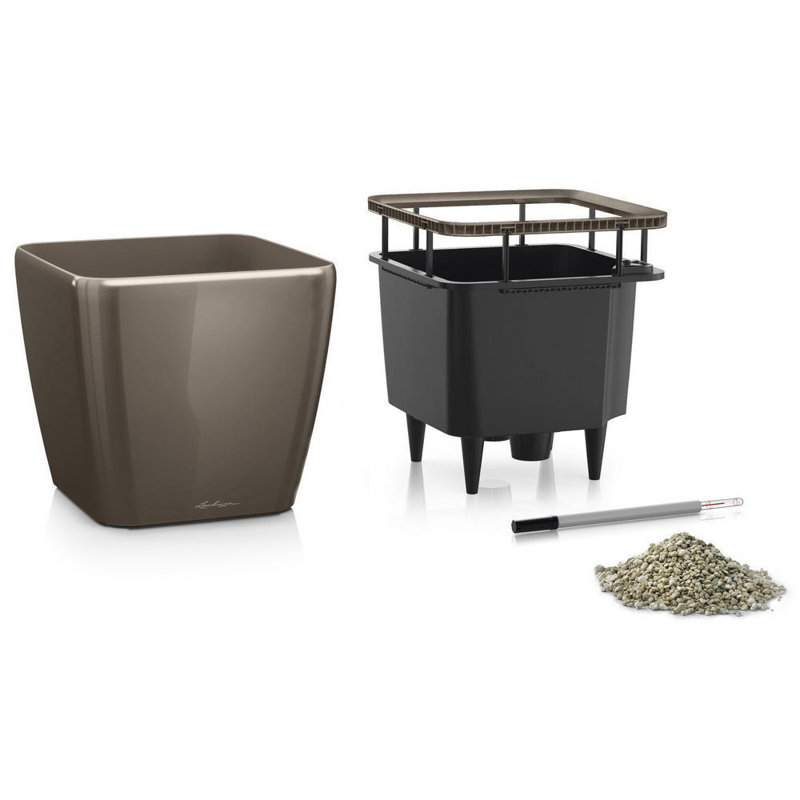Quadro Premium Pot Planter, Taupe, 20cm H x 21cm W x 21cm D