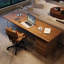Bureau de direction rectangulaire à 3 tiroirs en bois massif brun noisette avec bureau-118614569
