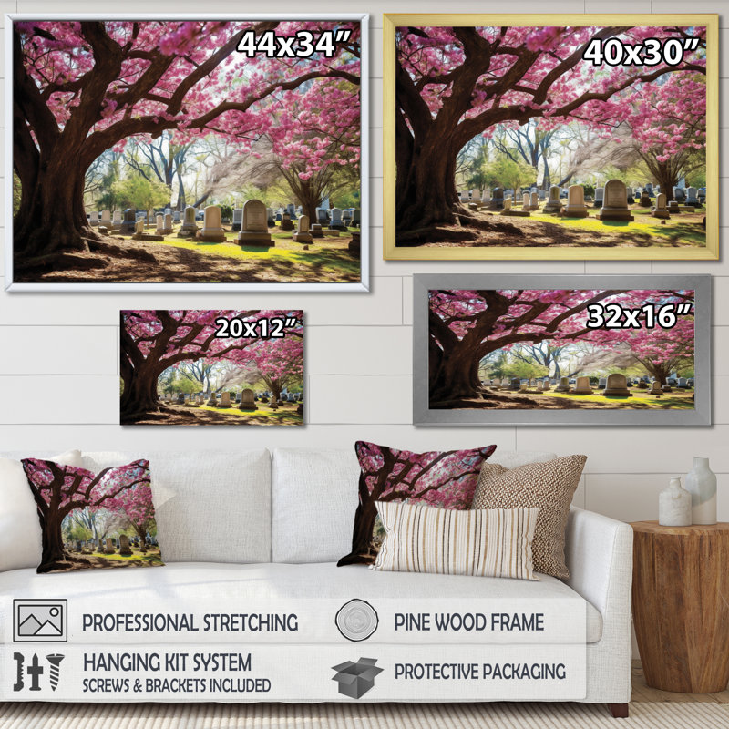 Georgia's Cherry Cimery, reproduction d'art sur toile encadrée, Toile tendue, H 16 po x l 32 po x P 1 po
