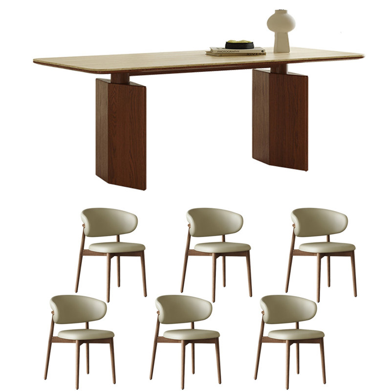 Ensemble de table de salle à manger rétro Vintage, H 29,53 po x L 70,87 po x l 31,5 po, 7, Brun