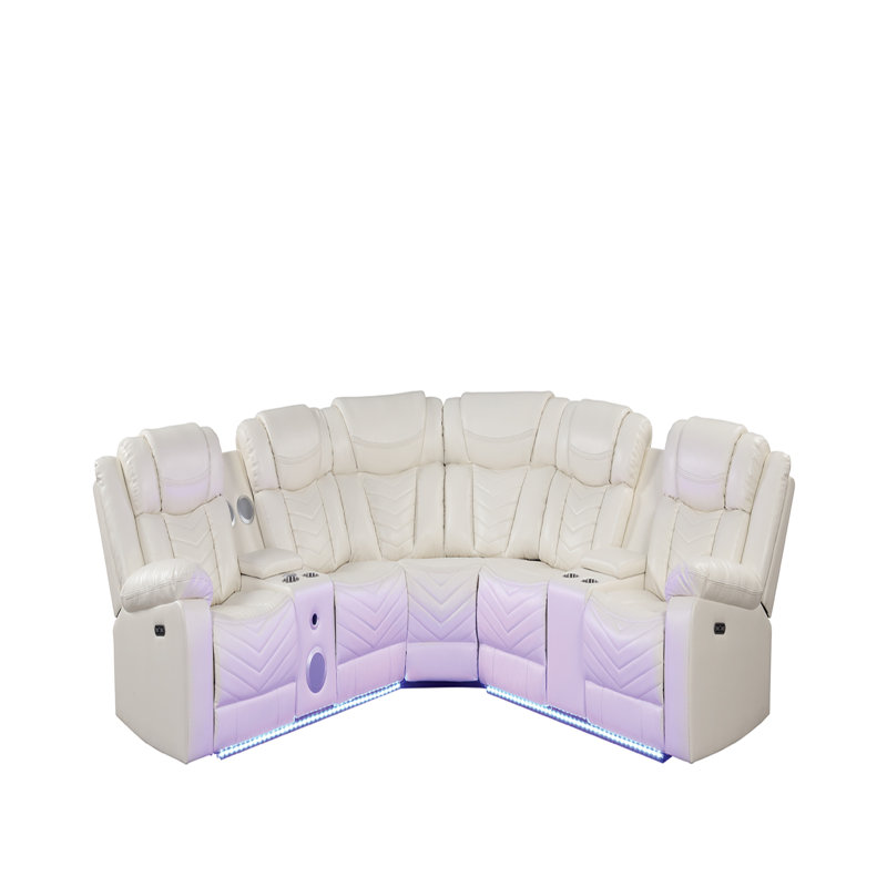 Canapé modulaire inclinable de style moderne, Similicuir beige