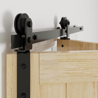 Bifold Barn Door Hardware Kit Black Folding Barn Door Kit (Doors Not Included)