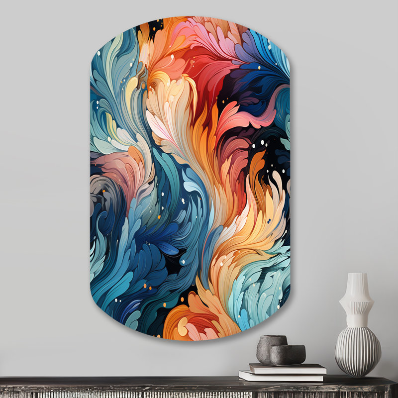 «Swind - Asymmetric Paisley», reproduction murale en métal cylindrique, H 31 po x l 19 po
