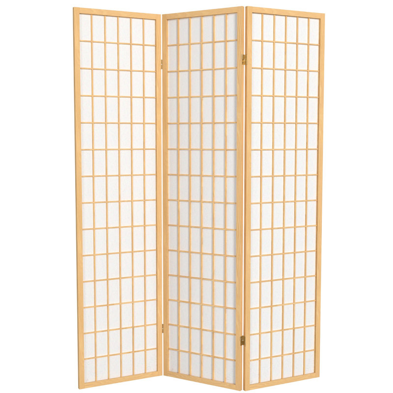 Paravent de cloison pliable 4 panneaux Ebern Designs, Miel, 3