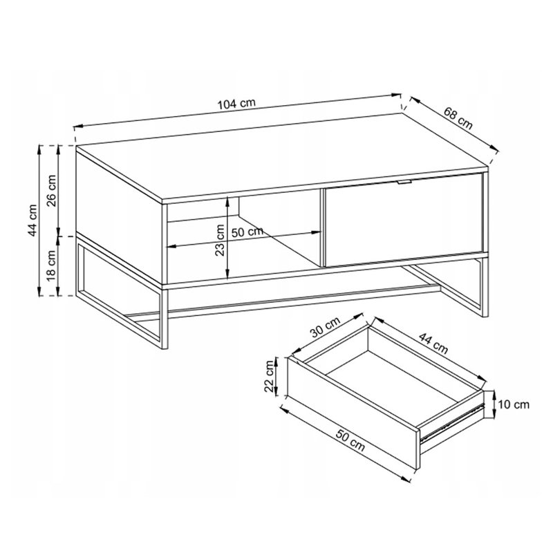 Jeb Frame Coffee Table with Storage