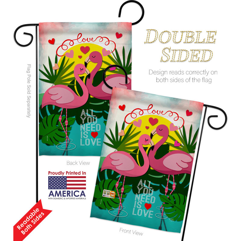 Drapeau de jardin en polyester 18 po x 13 po Flamingo Lover