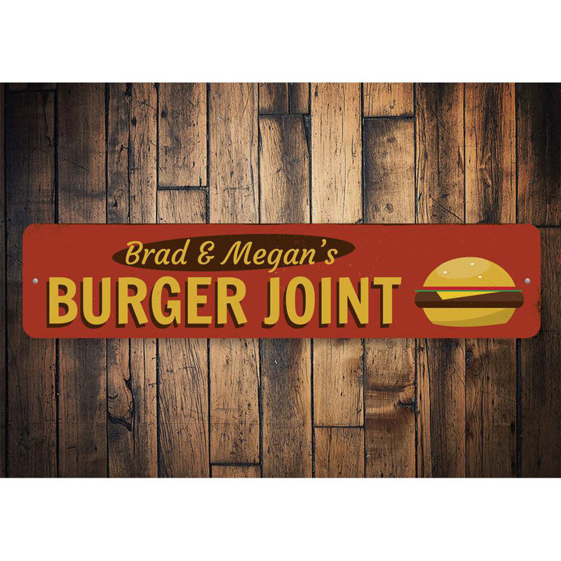 Plaque en aluminium Burger Joint, H 4 po x l 18 po x P 0,04 po