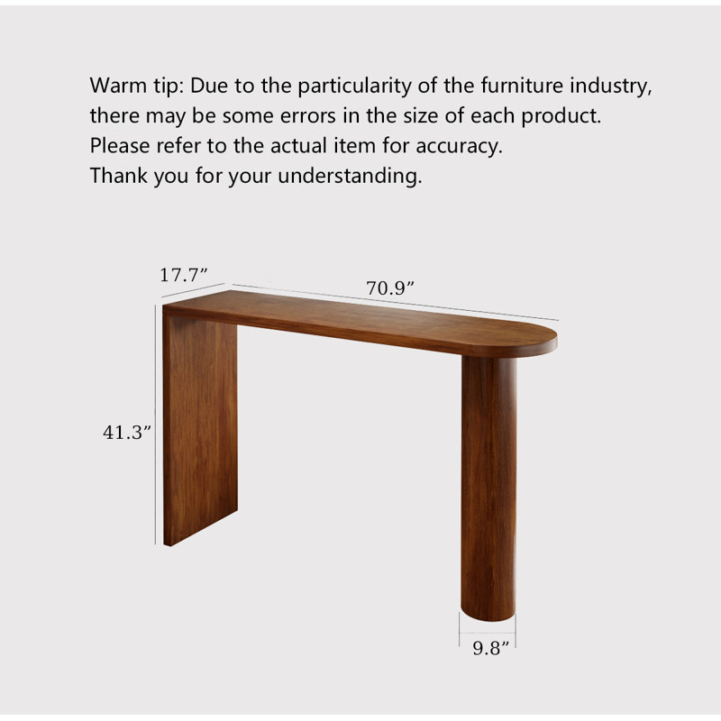 Table de bar semi-circulaire Modern, H 41,34 po x L 70,87 po x l 17,72 po