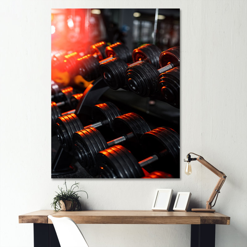 Haltérophile et gym - reproduction sur toile, Toile tendue, H 32 po x l 16 po x P 1 po