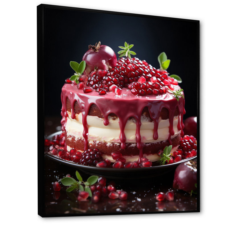 Gâteau à la grenade sauvage Mmmmmmm, H 44 po x l 34 po x P 1,5 po, Cadre flottant noir