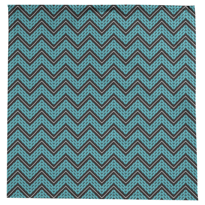 Nappe à chevrons à la main classic Stephenie, Bleu sarcelle / noir / blanc