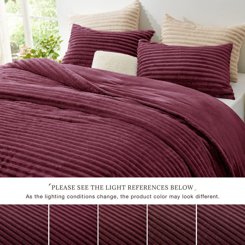 EXQ Home Fluffy Comforter Set Full Size,3 Pieces Bed Set,Burgundy, Full Comforter + 2 Standard Pillowcases, Burgundy