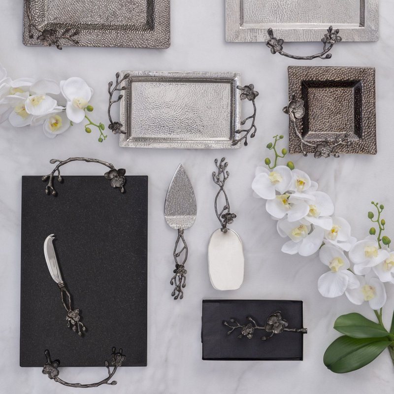 Black Orchid Serving Tray, 2"H x 18.25" W x 12.25" D