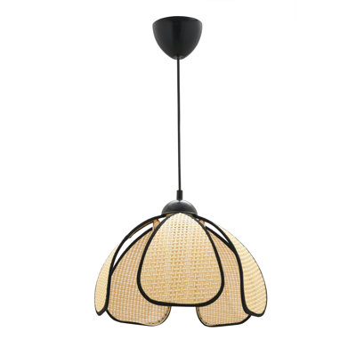 Elegant Cream and Black Chandelier, Plastic Body, 11.8 x 7.9 inches | Adjustable Height: 10.6 - 23.6 inches | E27 Socket, Max 40W (Bulb Not Included) | Stylish Lighting for Home Decor, Modern Design, IP20 Rated