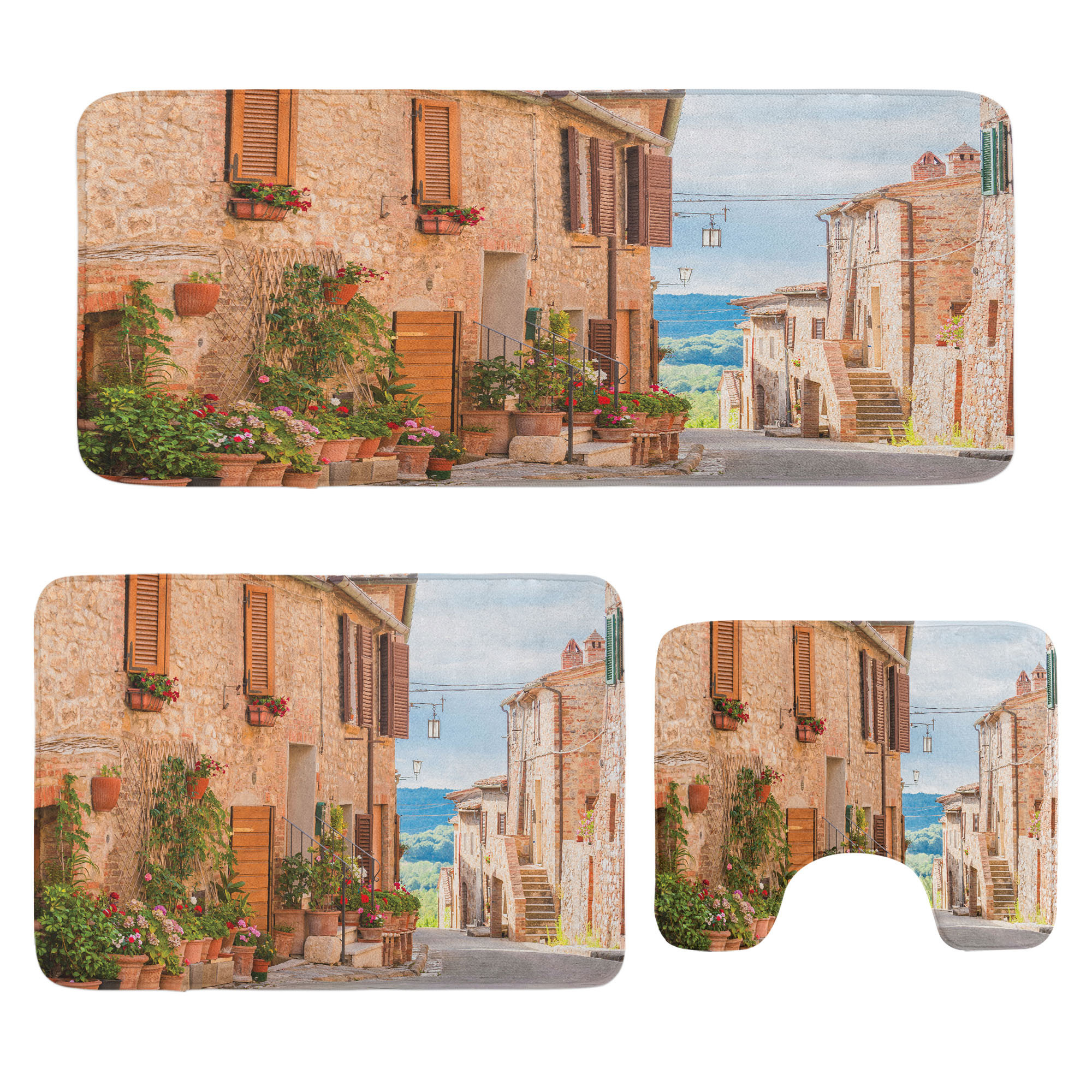 East Urban Home Rustic Bathroom Rug Set 3 Pieces U-Shape & Rectangle ...