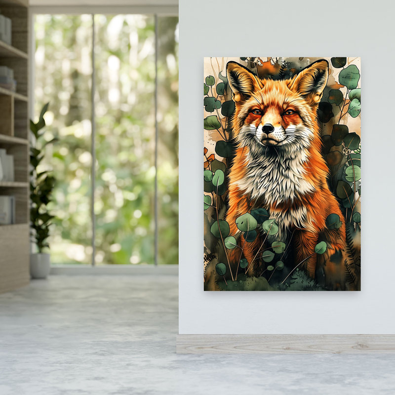 Art mural abstrait renard contemporain, 60" H x 40" W