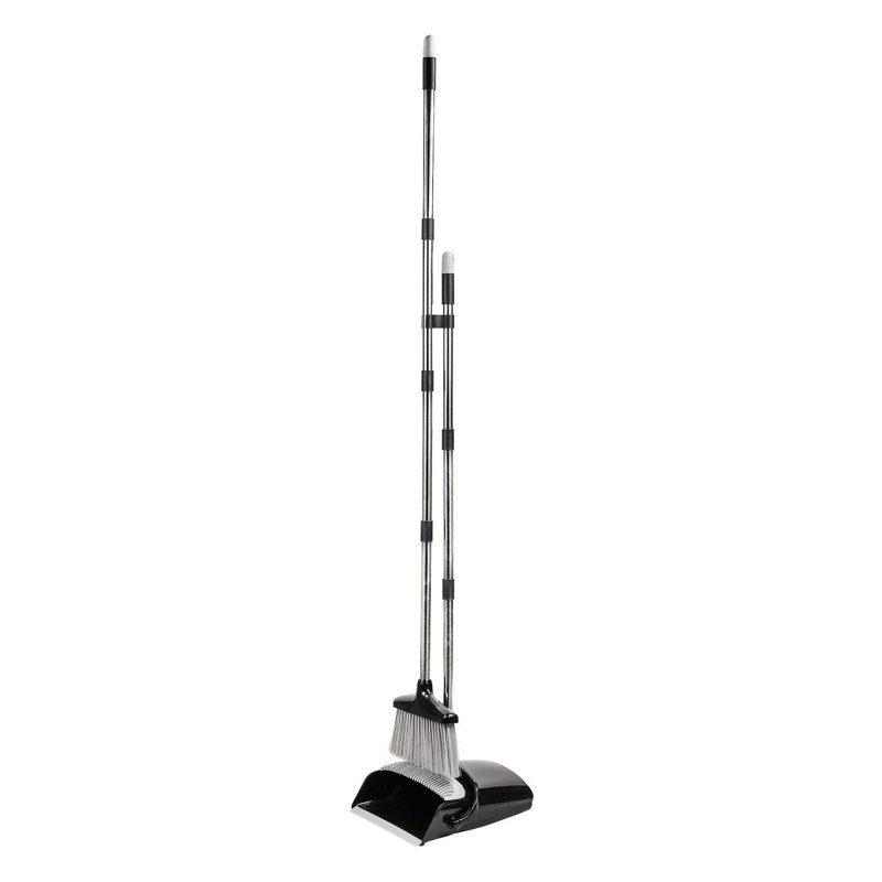 Adjustable Broom And Dustpan Set, Black/Grey