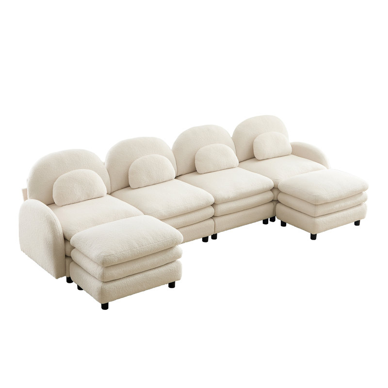 Canapé 4 places Teddy, 35.4" H x 129.1" W x 33.8" D, Beige