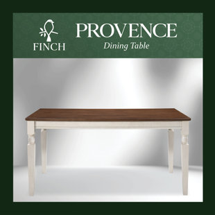 Finch Provence Mercie Farmhouse Dining Table, 60", Two-Toned Wood with Turned Legs