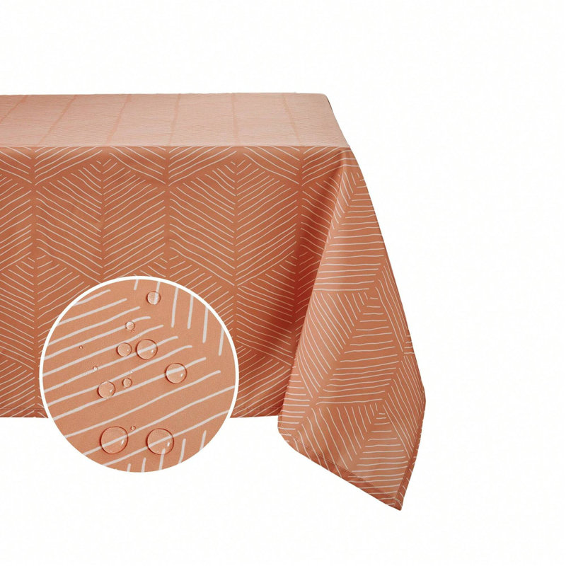 Geometric Patterned Tablecloth, 1 PCS, 54" x 72", Orange