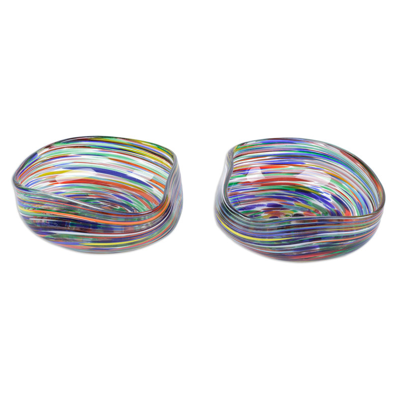  Bols en verre soufflés à la main hypnotiques faits à la main (la paire)