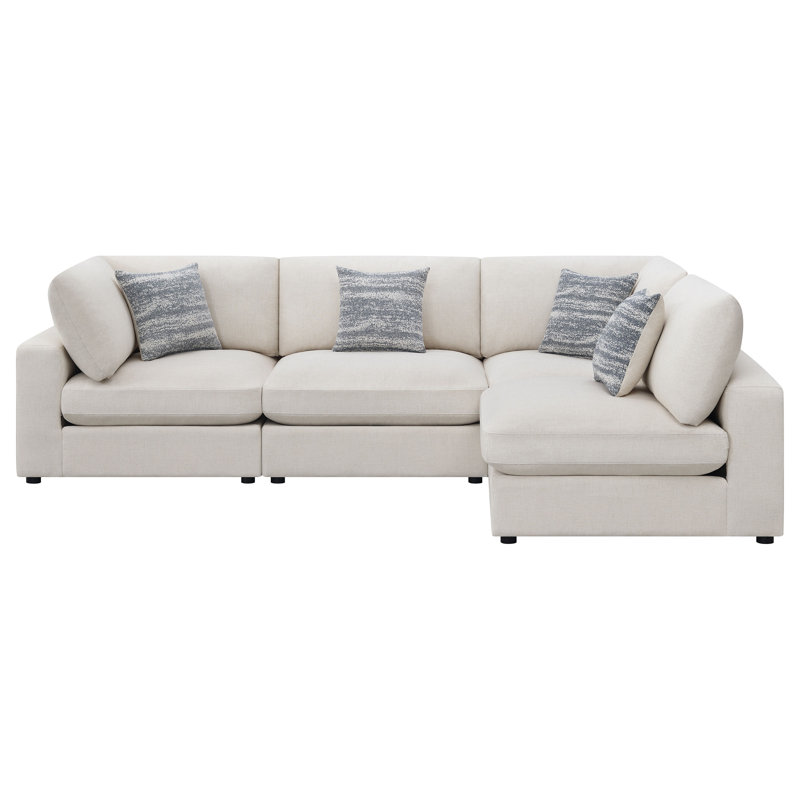 Canapé modulaire rembourré 4 pièces Gihan, Lin beige