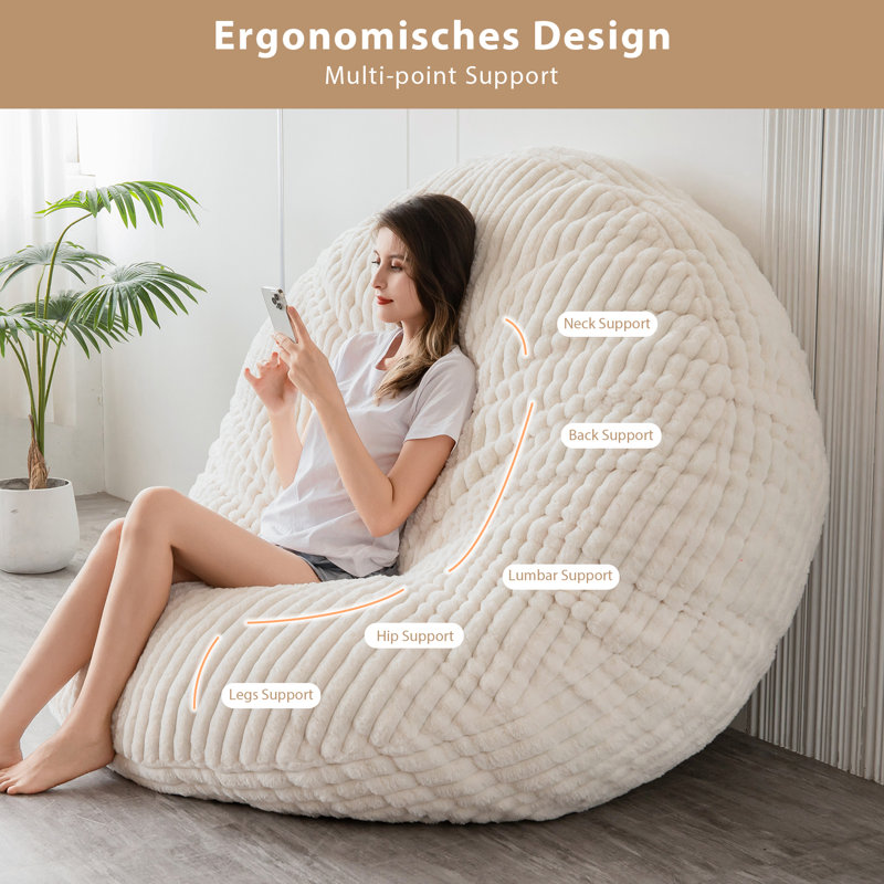 Fauteuil à billes 3 en 1 convertible, H 10 po x l 59 po x P 59 po, Velours côtelé beige