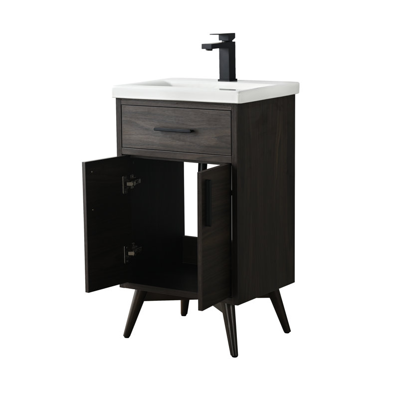 Binford 20" Single Bathroom Vanity Set, Dark Walnut/Matt Black