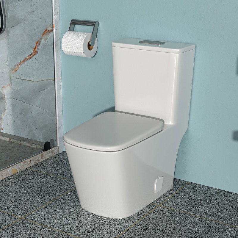One Piece Ceramic Toilet - Easy To Maintain, Keeps Clean Easily Modern With Dual Flush And Soft Close Seat Space Saving Design