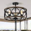 Plafonnier encastré, plafonnier 3 lumières 17,72 "noir mat lustre style campagnard