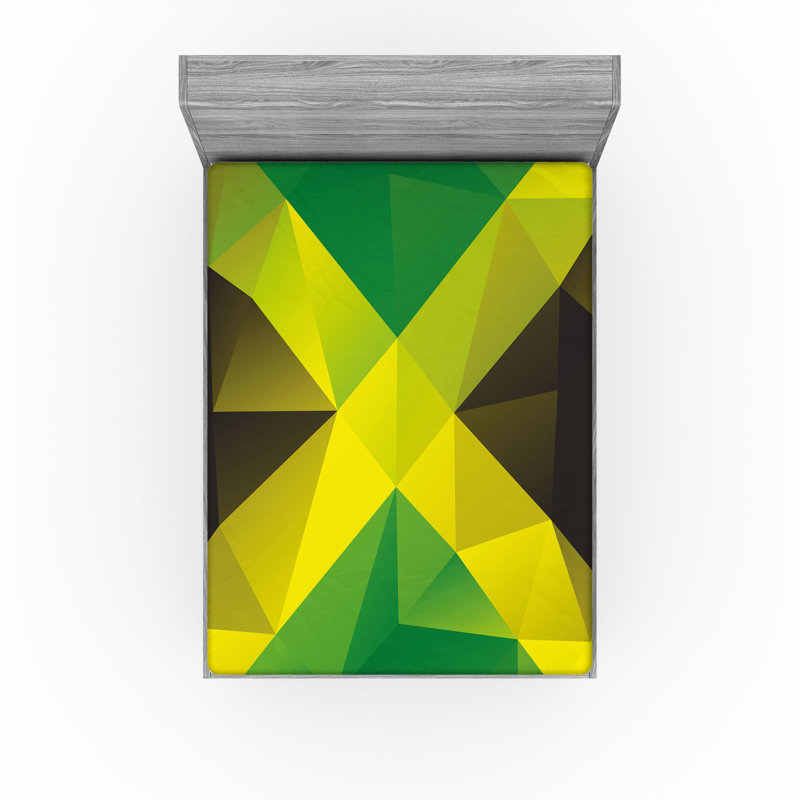 Drap-housse Ambesonne, paquet de 2, Jaune / vert / abstrait brun, Drap-housse de taille très grand