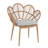 Kirk Outdoor Wicker Peacock Shape Papasan Style Chair, Teak Finished Leg, Light Brown Faux Rattan And Beige Cushion, Set Of 2