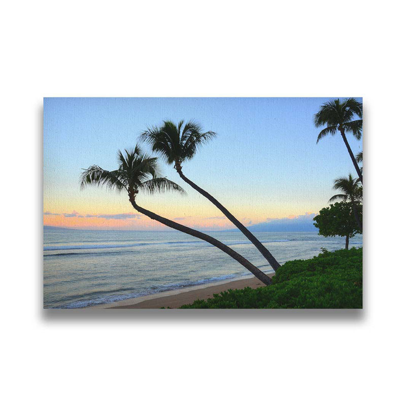 Sunrise Palms par Kelly Wade. Impression sur papier - Montée et encadrée avec de l'acrylique transparent, H 44 po x l 64 po
