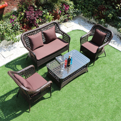 Charil 4 - Person Patio Conversation Set with Cushions