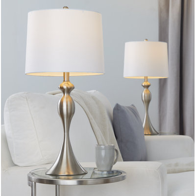 Ensemble de lampes de table en métal 27 po avec abat-jour empire en lin Kateryn