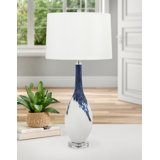 Brescia 34 in. Blue & White Glass Table Lamp