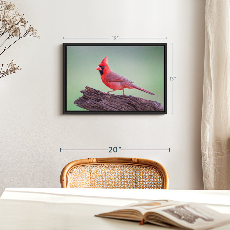 "Cardinal sur bois, art mural", H 13 po x l 19 po