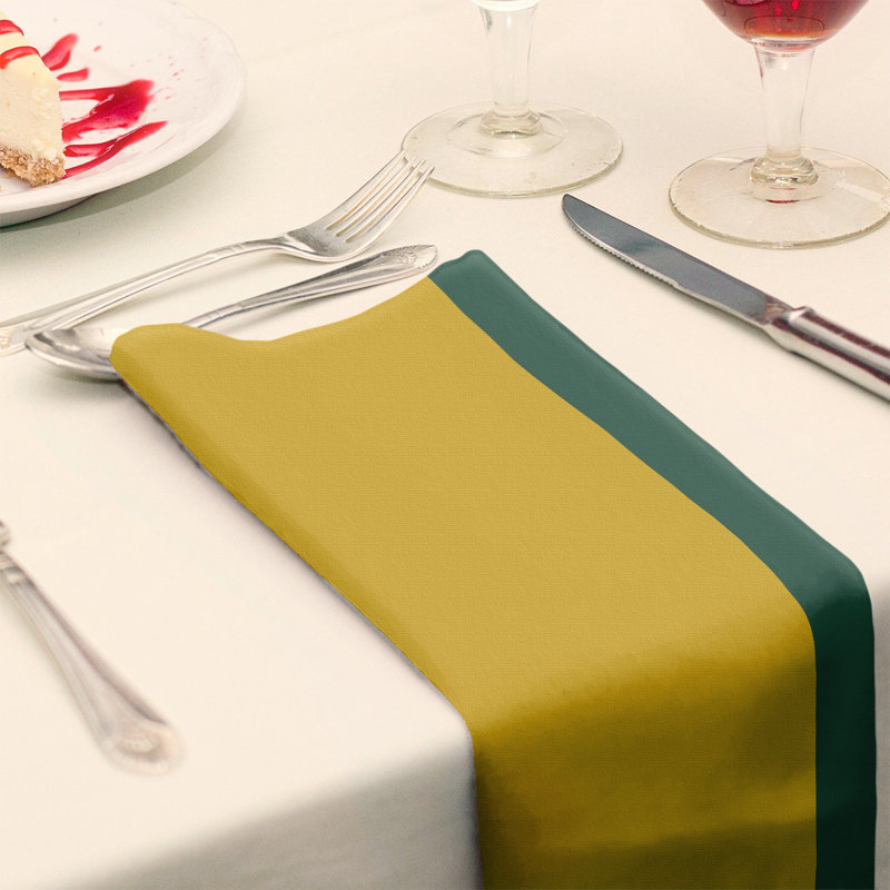Striped Square Napkin, 22" x 22", Harvest Gold/Forest Green/Harvest Gold, Cotton Twill