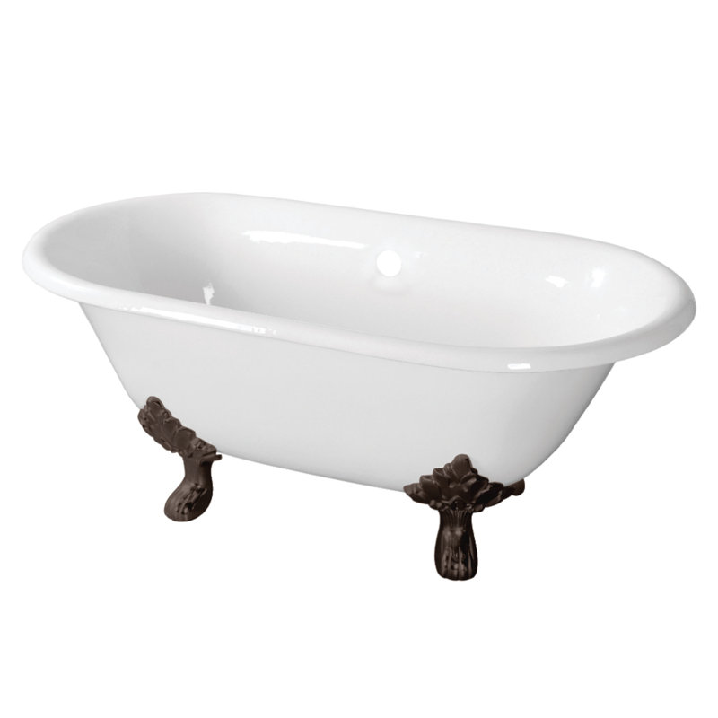 Kingston Brass Aqua Eden 60-Inch Cast Iron Oval Double Ended Clawfoot Tub (No Faucet Drillings), Oil Rubbed Bronze