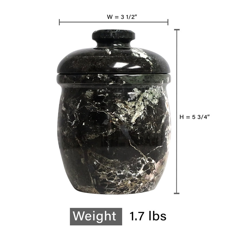 Pot décoratif en marbre zébré noir avec couvercle - Accent de rangement en pierre naturelle
