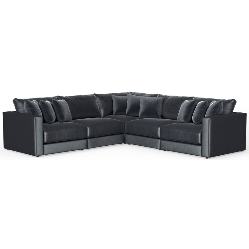 Nyrie 5-piece Modular Sectional, Blue/Gray Polyester