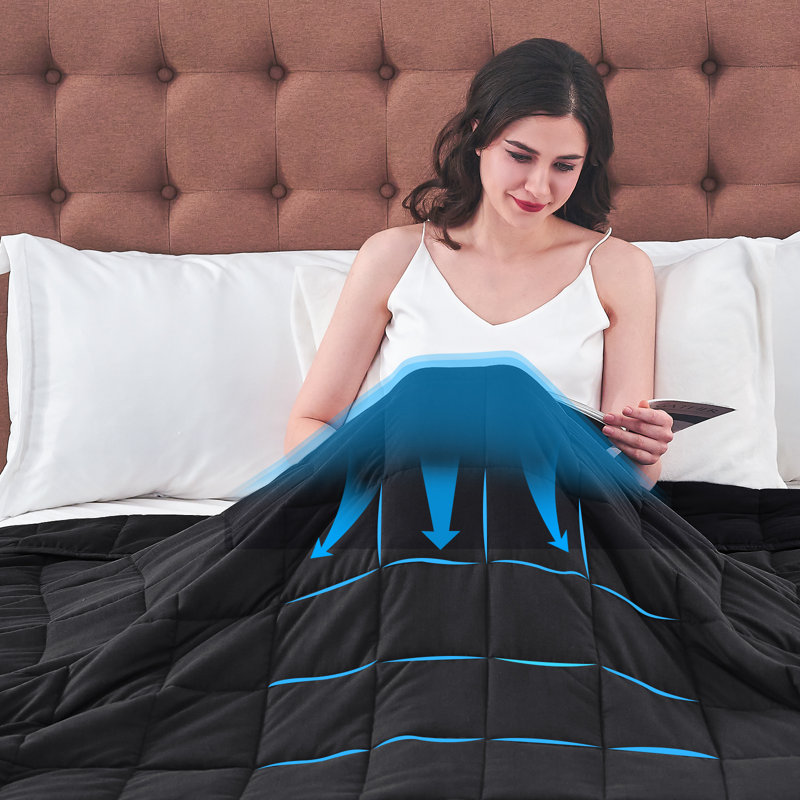 Luxury Quilted Weighted Throw Blanket, 60" W x 80" L, 15lbs, Black